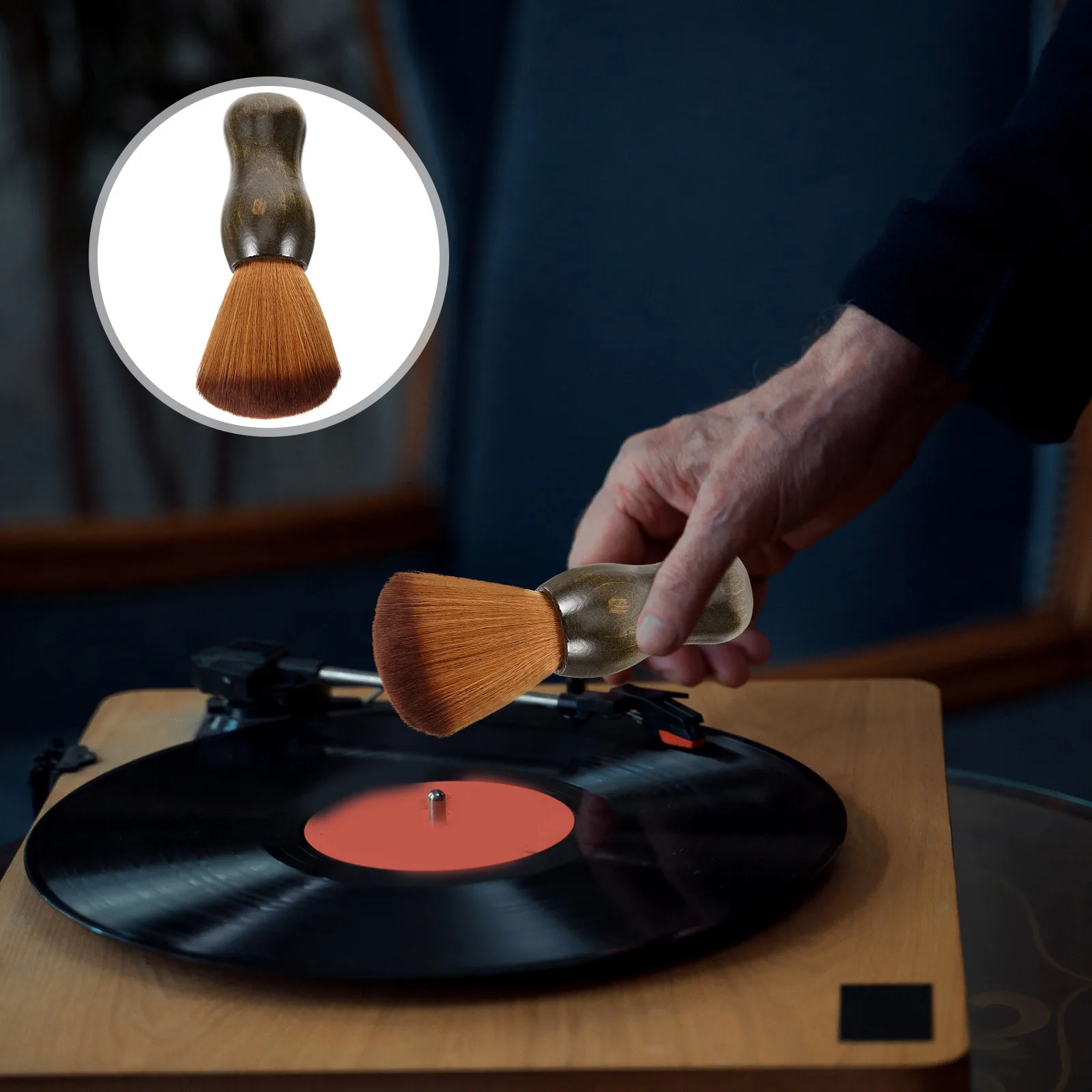 

Wooden Vinyl Brush Anti-Static Record Cleaning Brush Portable Album Dust Remover Lightweight Vinyl Cleaner Cleaning