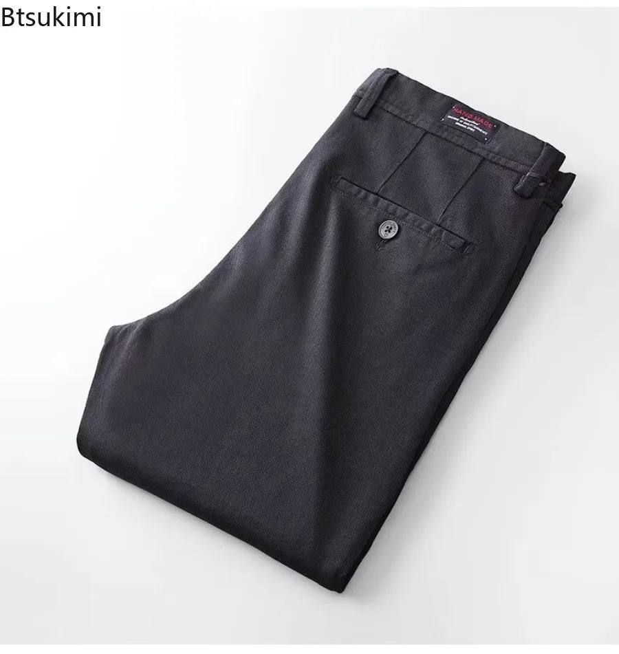 New 2025 Men's Business Casual Trousers High Quality Loose Breathable Straight Pants Fashion Spring and Summer Versatile Pants