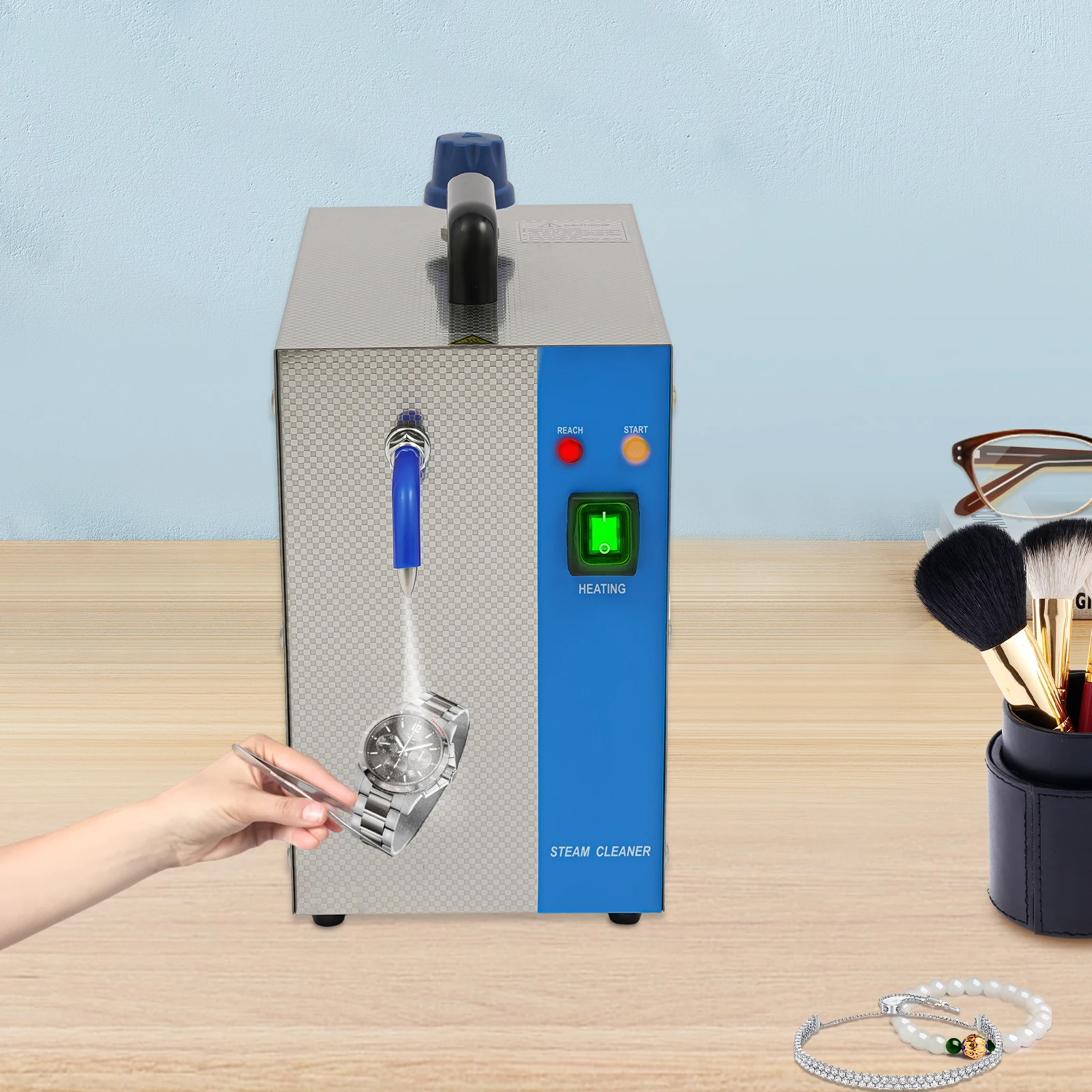 

1200W 0.53gal Large Capacity Steam Cleaning Machine with Foot Switch, Funnel and Measuring Cup for Jewelry, Air Conditioners