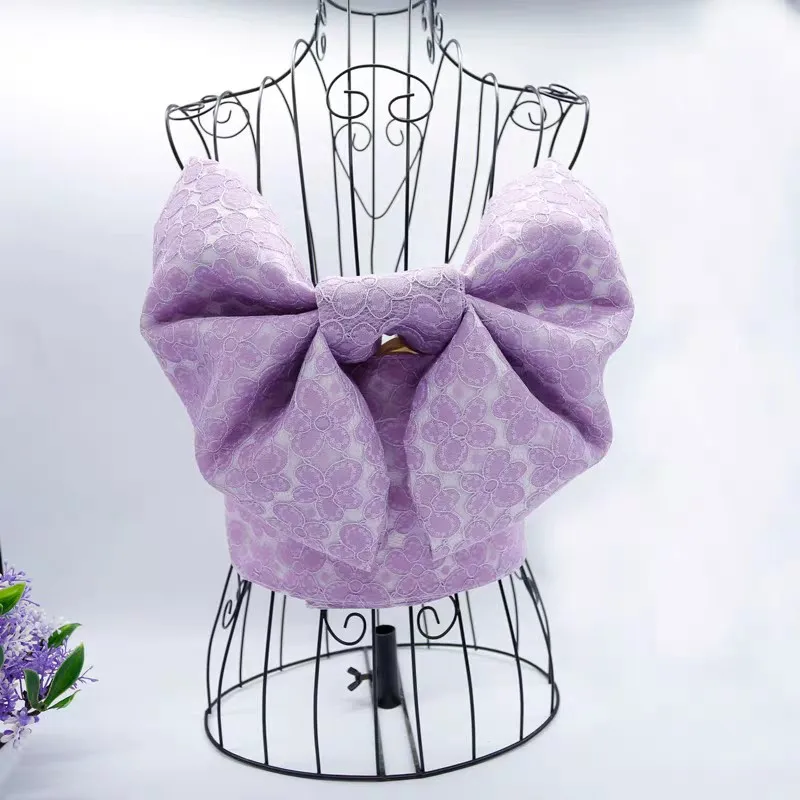 

Traditional Japan Style Yukata Kimono Obi Belt Cummerbunds Women Lace Bow-knot Noble Japanese Obis with Bow Waistband