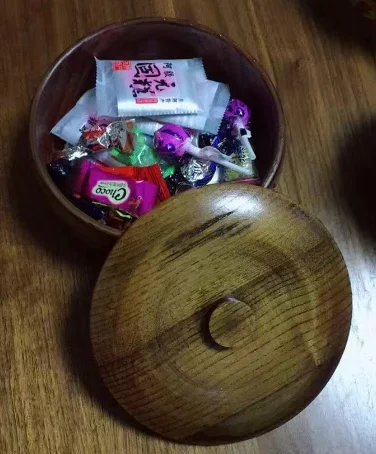 Tigela de madeira zaka estilo japonês com tampa, talheres de tamanho grande para sopa de arroz, roupa de jantar fina ecológica