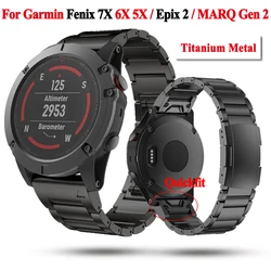 22mm 26mm Titanium Metal Watchband For Garmin Fenix 7X 6 6X 5 5X Plus MARQ Epix 2 Tactix 7 Pro Wristband Quick Release Bracelet