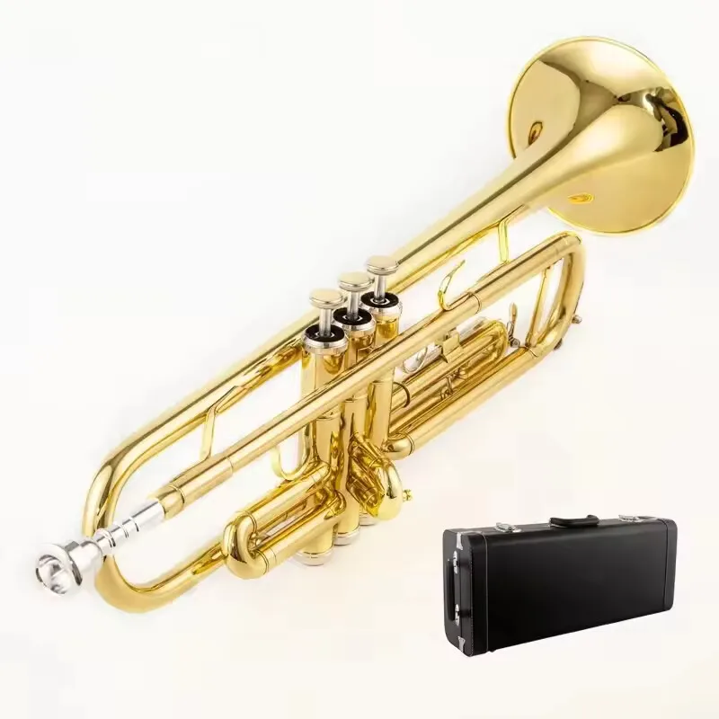 2026 hot selling 4335 Bb Trumpet B Flat Brass Silver Plated Trumpet with Leather Case mouthpiece
