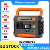 Flashfish P66 Portable Power Station, 300W 230.88Wh Outdoor Generator, 8 Outlets, USB-C QC3.0, Pure Sine Wave, Solar Charging