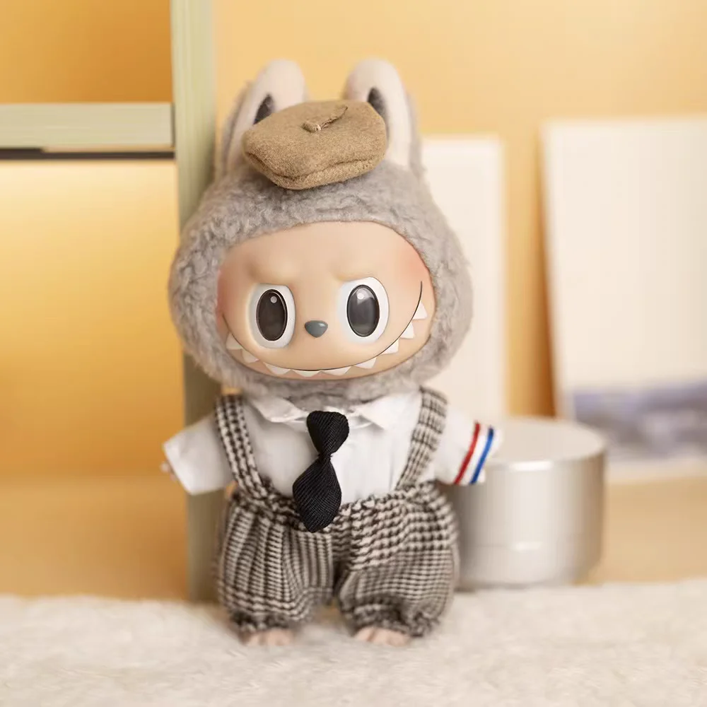 ラブブ人形用チェック柄ビブパンツセット,キュートなデコレーションアクセサリー,各種品揃え,17cm