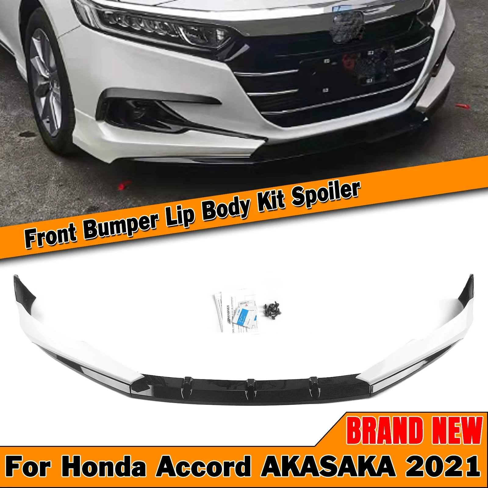 

AKASAKA Front Spoiler Bumper Lip For Honda Accord 2021 Car Lower Body Kit Guard Plate White Side Air Vent Trim Splitter Canards