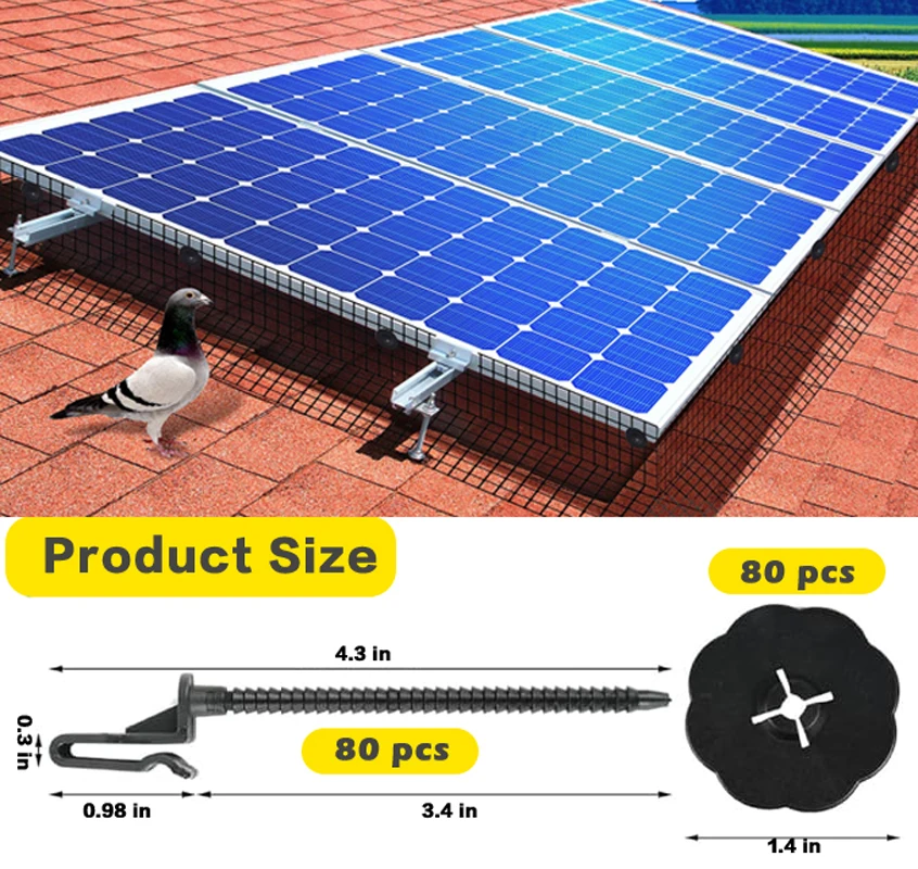 Imagem -05 - Instalação de Malha de Prova de Pássaro do Painel Solar Resistente a uv Grampos de Fixadores de Guarda 80 Pcs