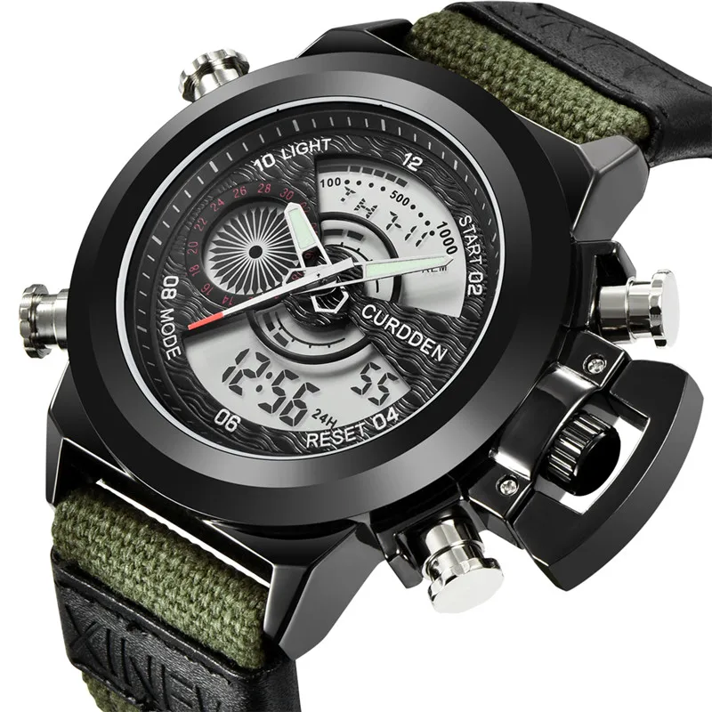الأصلي العلامة التجارية الشهيرة الرجال الساعات الأولاد موضة عادية النايلون الفرقة المزدوجة الوقت متعددة الوظائف ساعة رياضية Montre أوم Reloj Hombre
