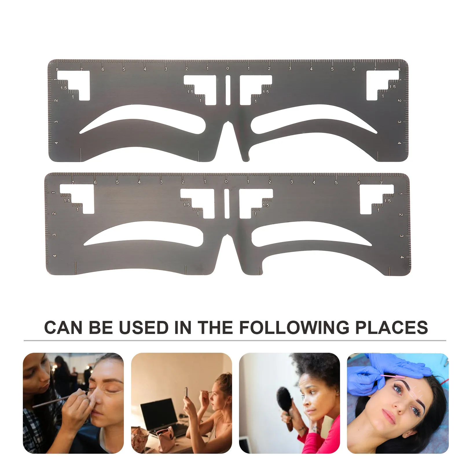 Stainless Steel Eyebrow Measuring Ruler Set – 2pcs Flexible Symmetry Guide for Precise Brow Shaping