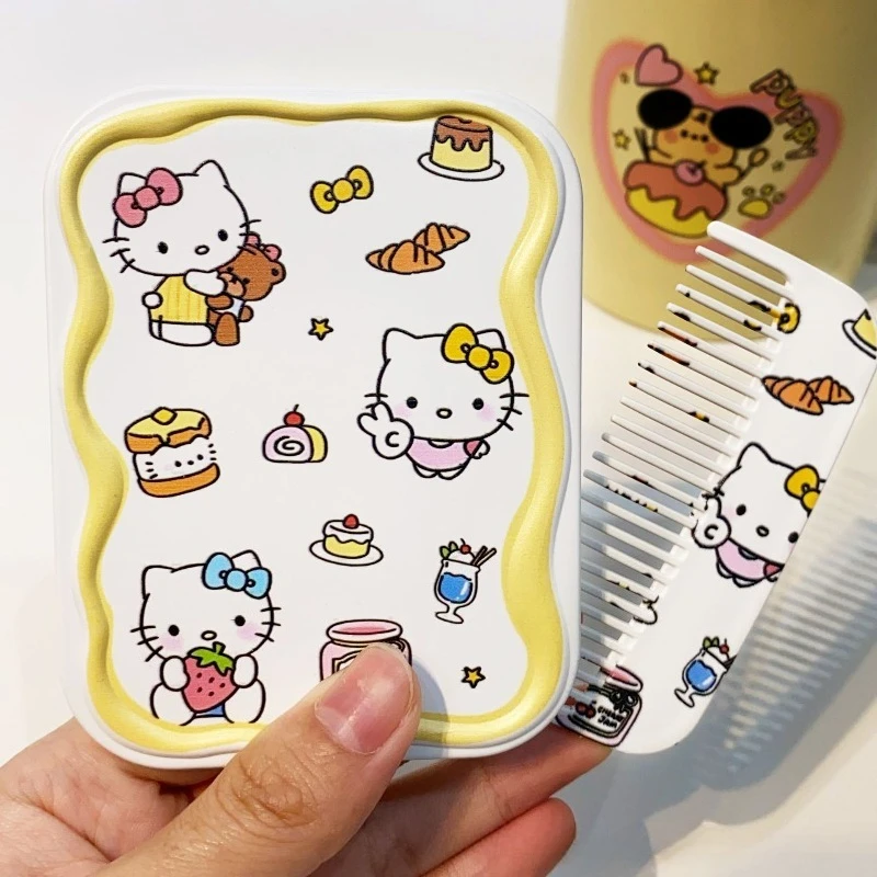 جديد سانريو كارتون مرحبا كيتي مرآة قابلة للطي المحمولة خلع الملابس عالية الوضوح مرآة الفتيات هدية عيد ميلاد