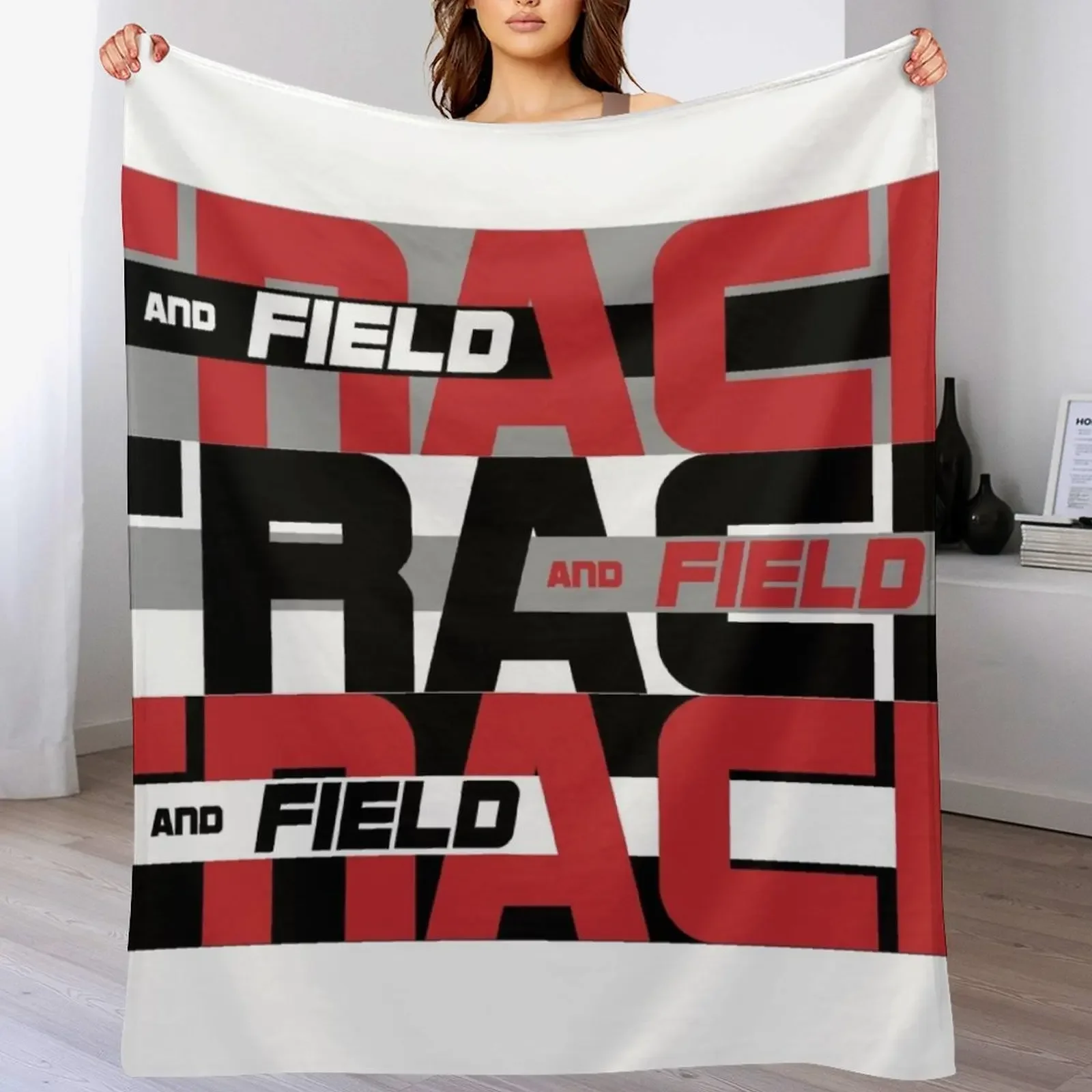 Track and Field Tri-Color Throw Blanket funny gift Flannel Fabric Decorative Beds Blankets