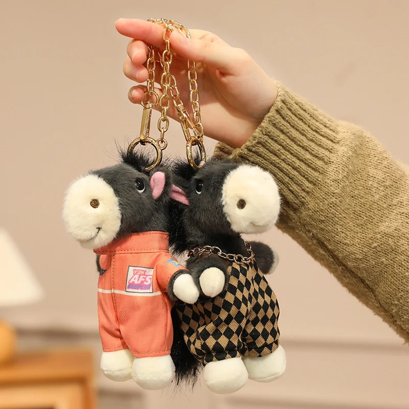 Creative Exquisite Pony Pendant Backpack Decor Cool Stylish Motorcycle Pony Plush Toy 16cm Motorcycle Pony Wearing Clothes Doll