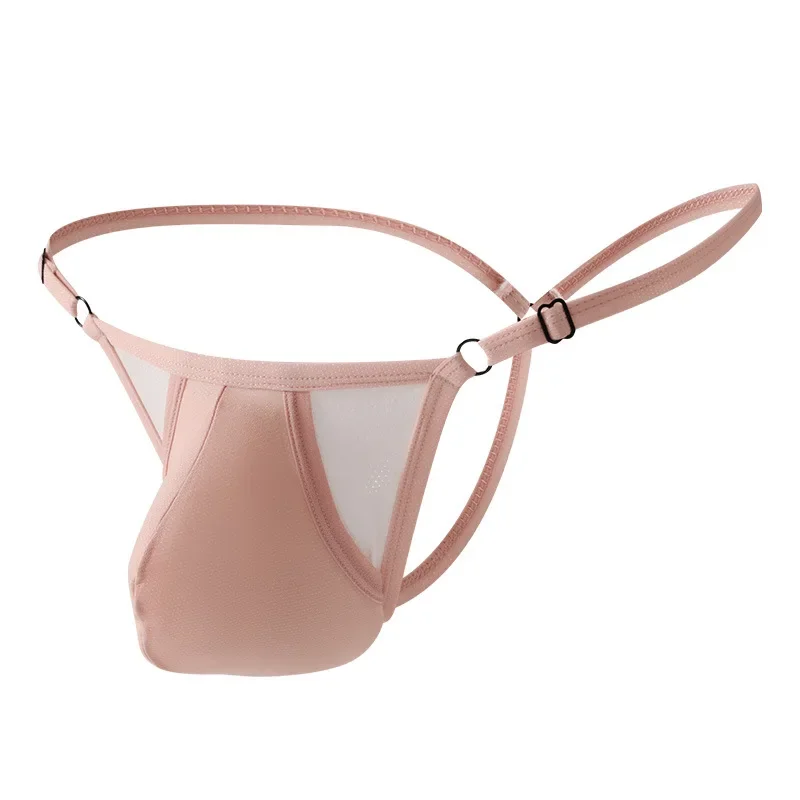 

Мужские стринги с эффектом подчеркивания мужских форм, регулируемый пояс, эротические, из ледяного шелка, дышащие, высокоэластичные, с открытой задней частью, для геев, сексуальное нижнее белье с Т-образным вырезом