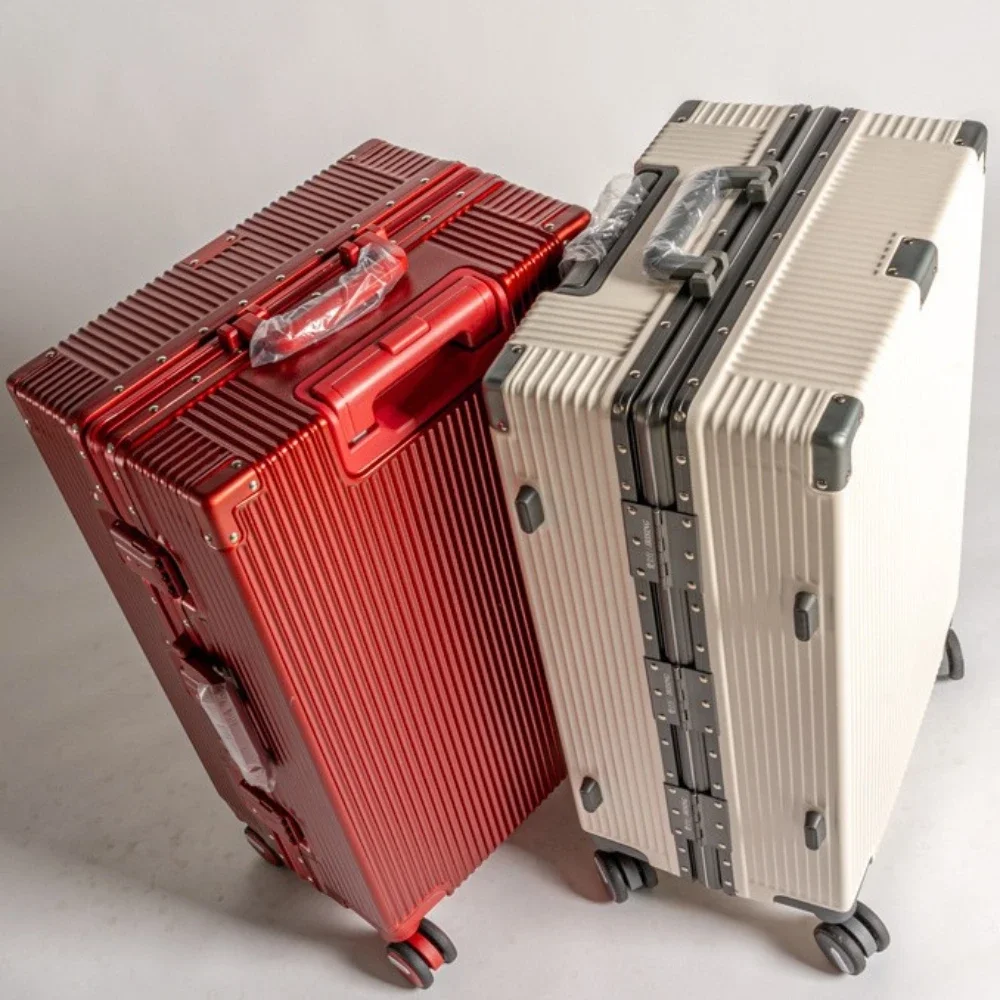 Aluminum Frame Luggage Suitcase Trolley Case Universal Wheels Large Capacity Travel Case 20 22 24 26 Inch Boarding Case Trunk
