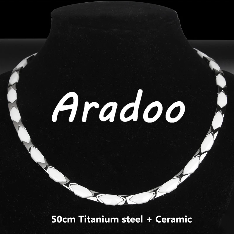 Titanium Steel Ceramic Collar Necklace Negative Ion Anti-radiation Germanium Antioxidant Anti-fatigue Energy Necklace