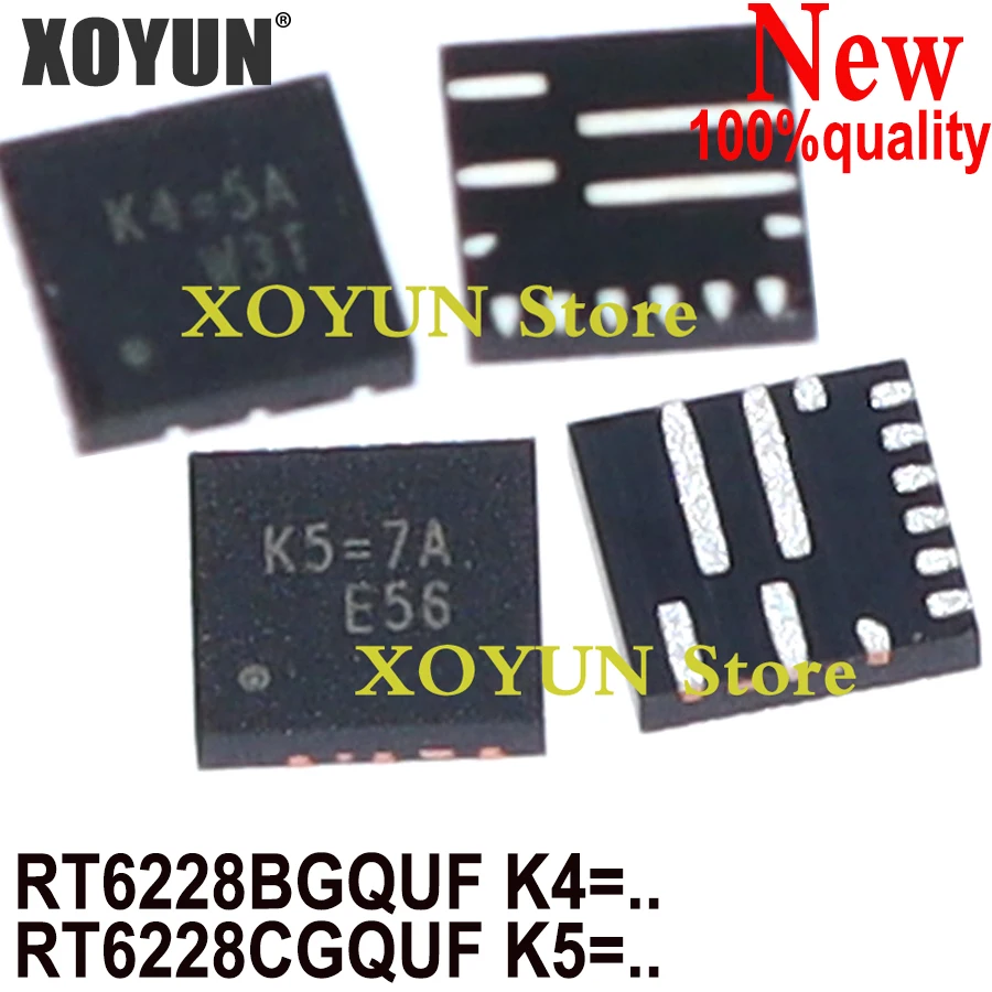 (1piece)100% New RT6228B RT6228BGQUF K4=5E K4= RT6228C RT6228CGQUF K5=5D K5= QFN-12