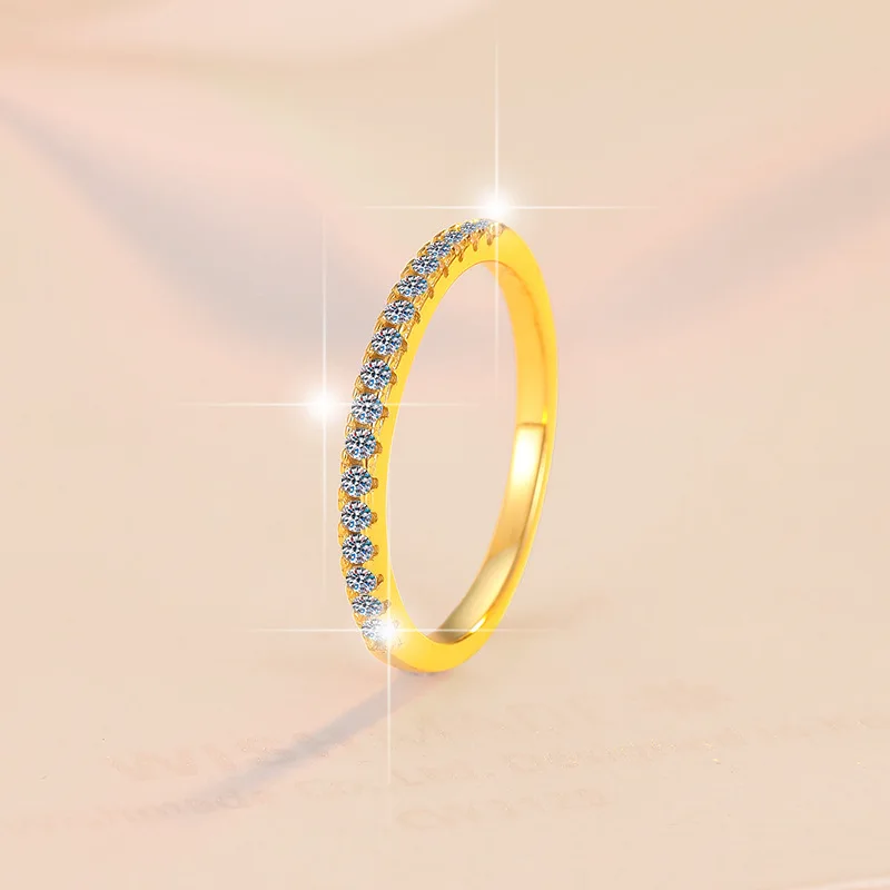 

Кольцо из белого золота 18K и платины PT950 с рядом камней, моассанит цвета D, роскошное ювелирное изделие.