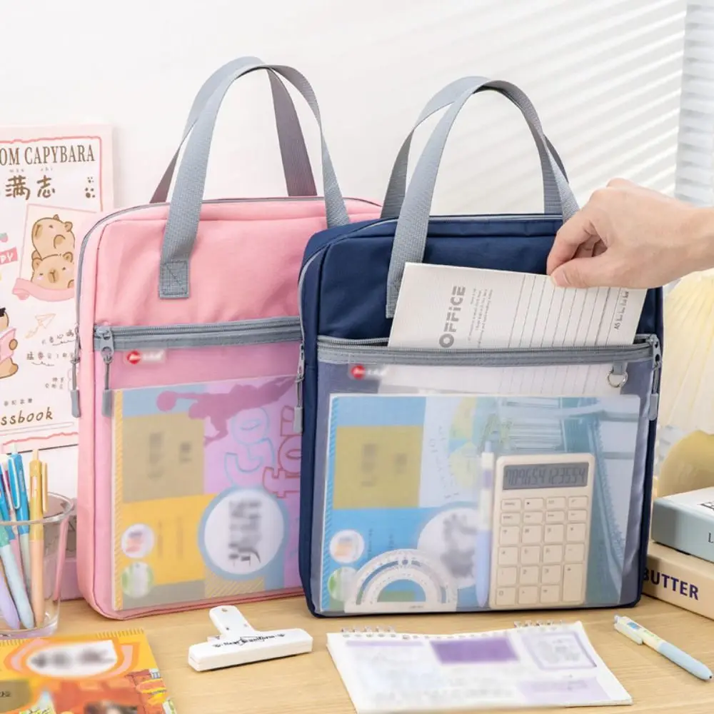

Portable Book Storage Bag Waterproof Large Capacity A4 File Organizer Handheld Dustproof Document Storage Bag Office Supplies