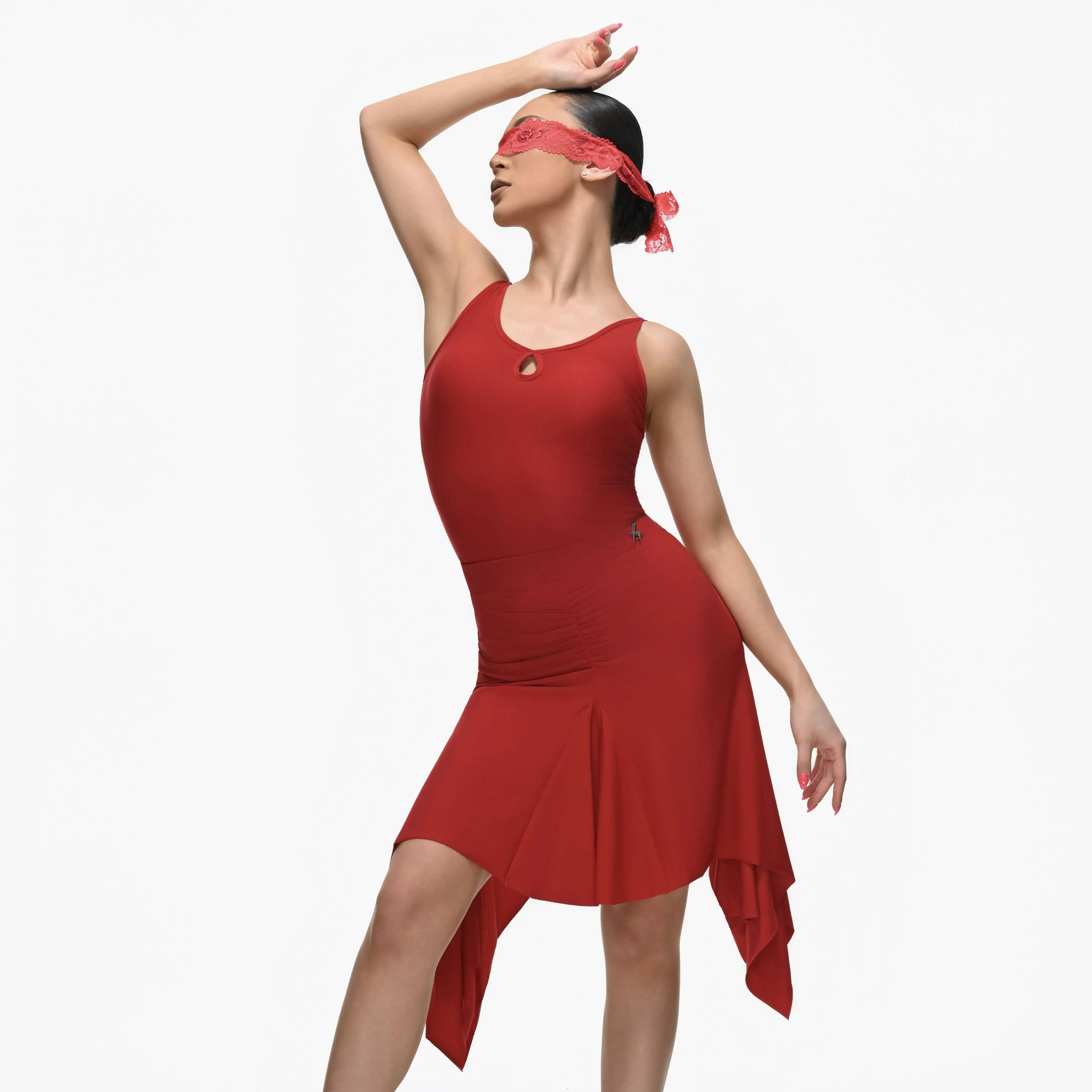 

Red Latin Dance Clothes Women Summer Sleeveless Tops Irregular Skirt Adult Rumba Chacha Tango Dance Performance Practice Wear