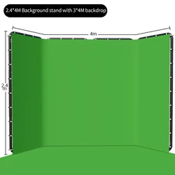 SH 2.4x4M Background Stand Frame With 2.35x3.6M Special Green Gray Black White Cloth Screen Photography Background Support