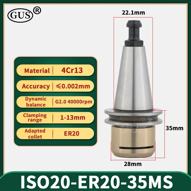 1pcs ISO20 ISO25 ER16 ER20 Tool Holder Collet Chuck 40,000RPM ISO High Speed Spindle CNC Engraving Machine Lathe Milling Parts