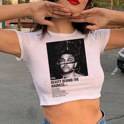 the Weeknd trashy 2000s cyber y2k crop top Woman streetwear  gothic  yk2 manga clothes tee