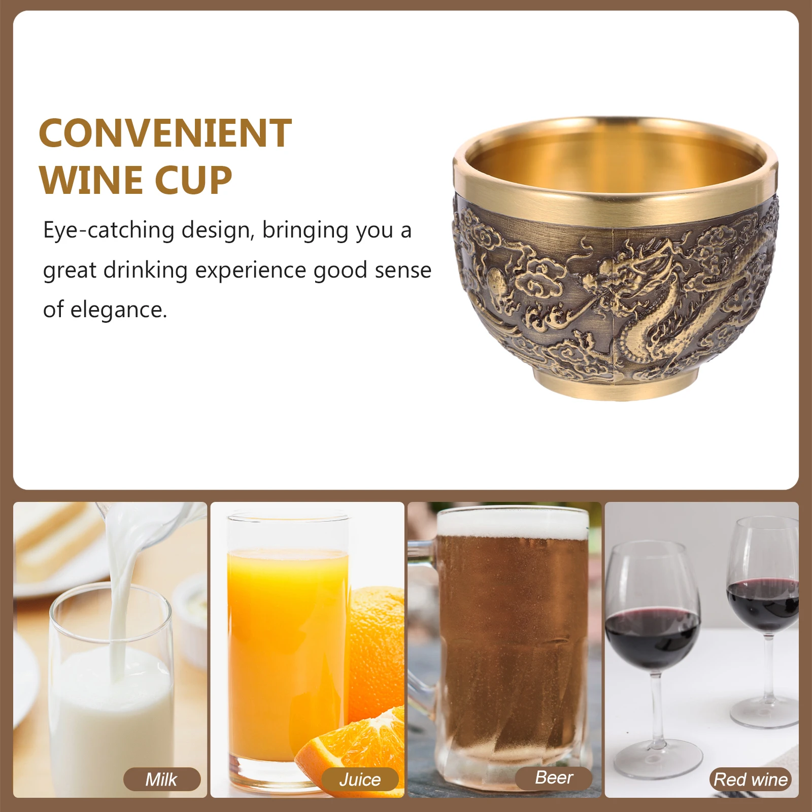 

2 Pcs Mouth Dragon and Phoenix Copper Tea Cup Cups for Drinking Vintage Teaware