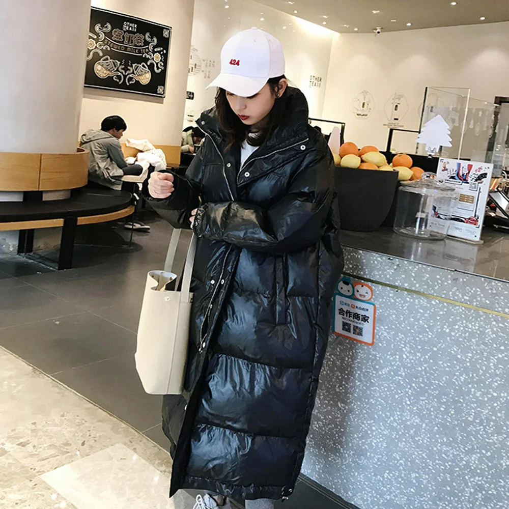 Down 2023 Cotton New Jacket Women Winter Thicken Keep Warm Long Over-the-knee Coat Loose Korean Letter Street Overcoat Female