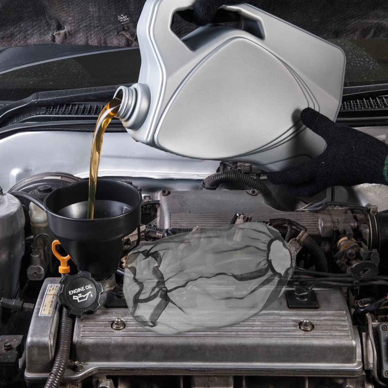

Car Intake Filter Dust Cover Polyester Fabric Protective Mesh Easy Installation Engine Intake Filter Protector Cover Automotive