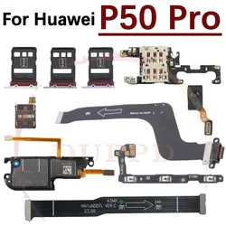 Loudspeaker Earpiece Fingerprint Sensor Off On Motherboard Charging Port Flex Cable SIM Card Reader Board For Huawei P50 Pro