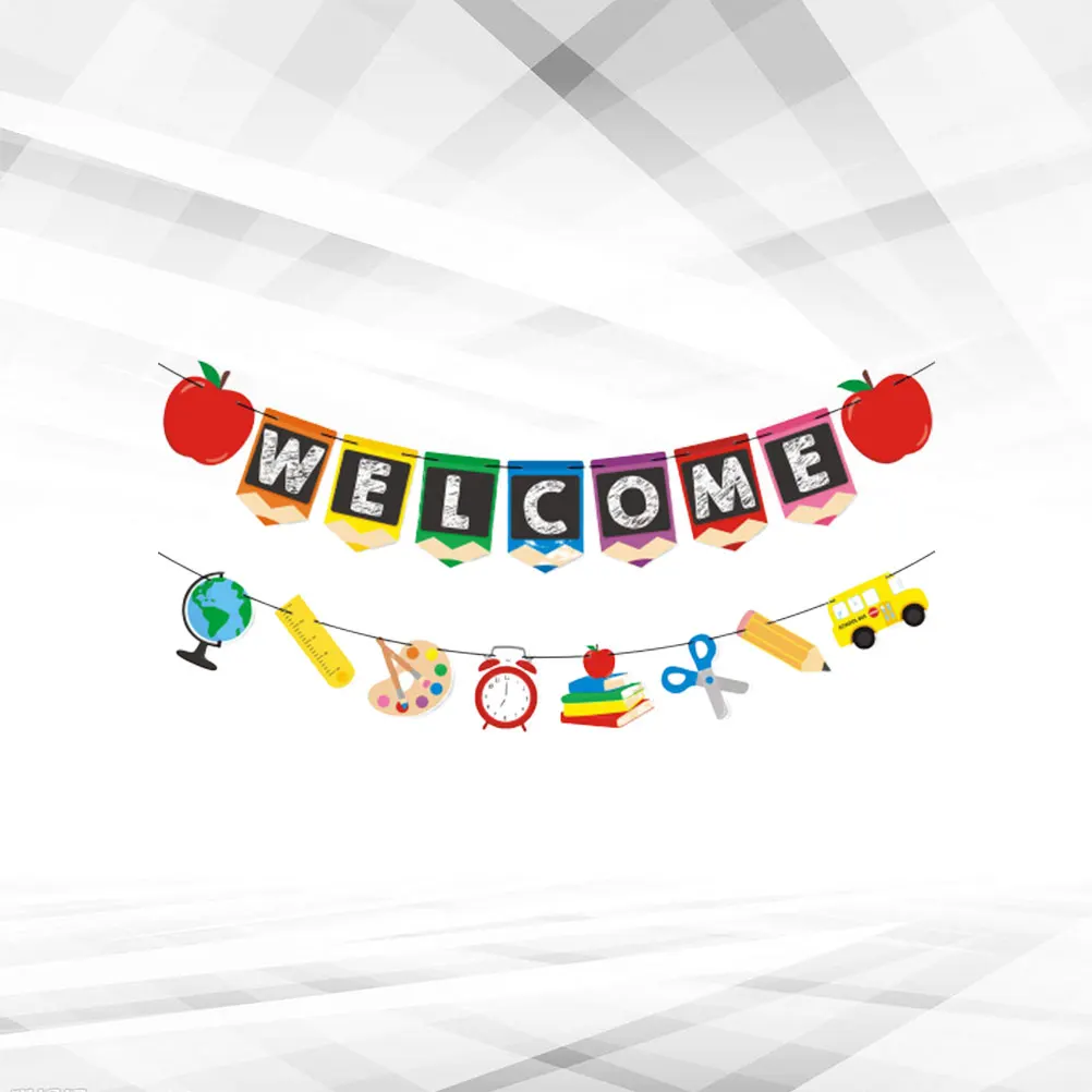 1 Set Welcome Letter Bunting Colorful Starting Banner For Classroom Back To School Party Decoration Supplies First Day Of School