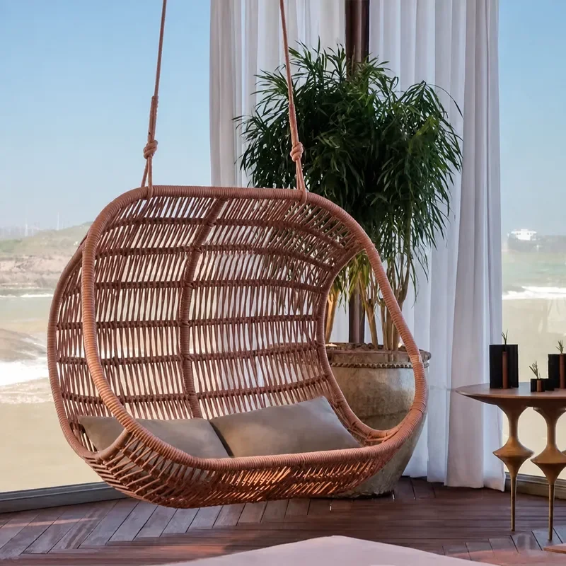 Hanging Basket Chair Outdoor Swing for Balcony Garden Villa Indoor Home Single Rattan Recliner Leisure Hammock Seat