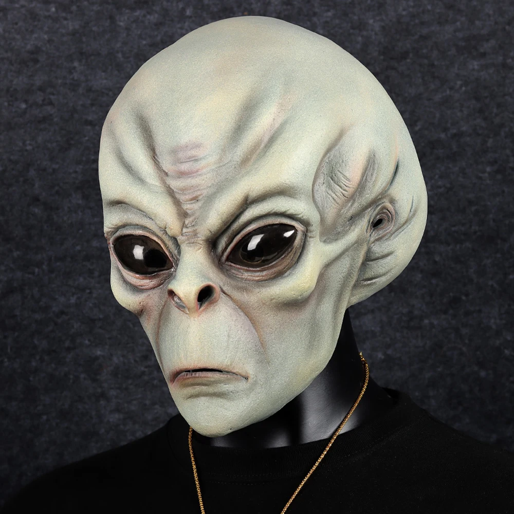 

UFO Alien Mask Cosplay 51 Area Extraterrestrial Organism Monster Skull Latex Helmet Halloween Carnival Purim Party Costume Props