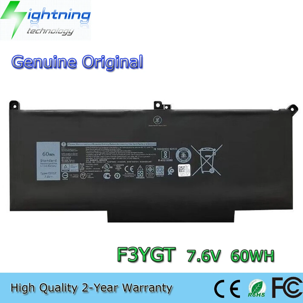 Brand New Genuine Original F3YGT 7.6V 60Wh Laptop Battery for Dell Latitude 7480 7390 7280 7290 7380 E7280 DM3WC