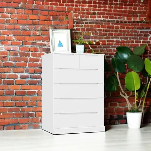 Modern 6 Drawer Dresser for Bedroom, Tall Chest of Drawers with Storage, Large Wood Storage Chest Organizer with Cut-Out image 6