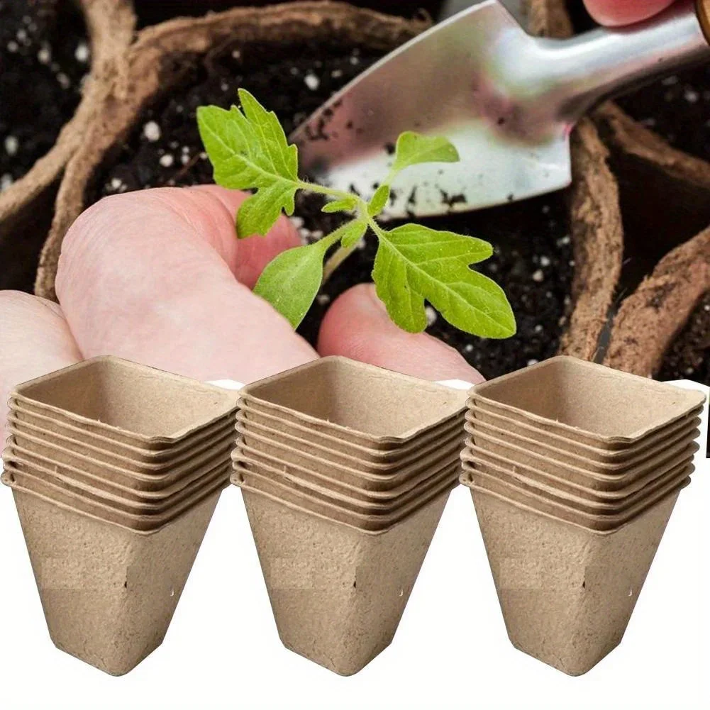 50Pcs Blumentöpfe Kindergarten Tassen Garten Tablett Biologisch Abbaubare Papierzellstoff Torf Töpfe 6/8cm Anlage Wachsen Taschen für Home Garten Zubehör – Detail 4