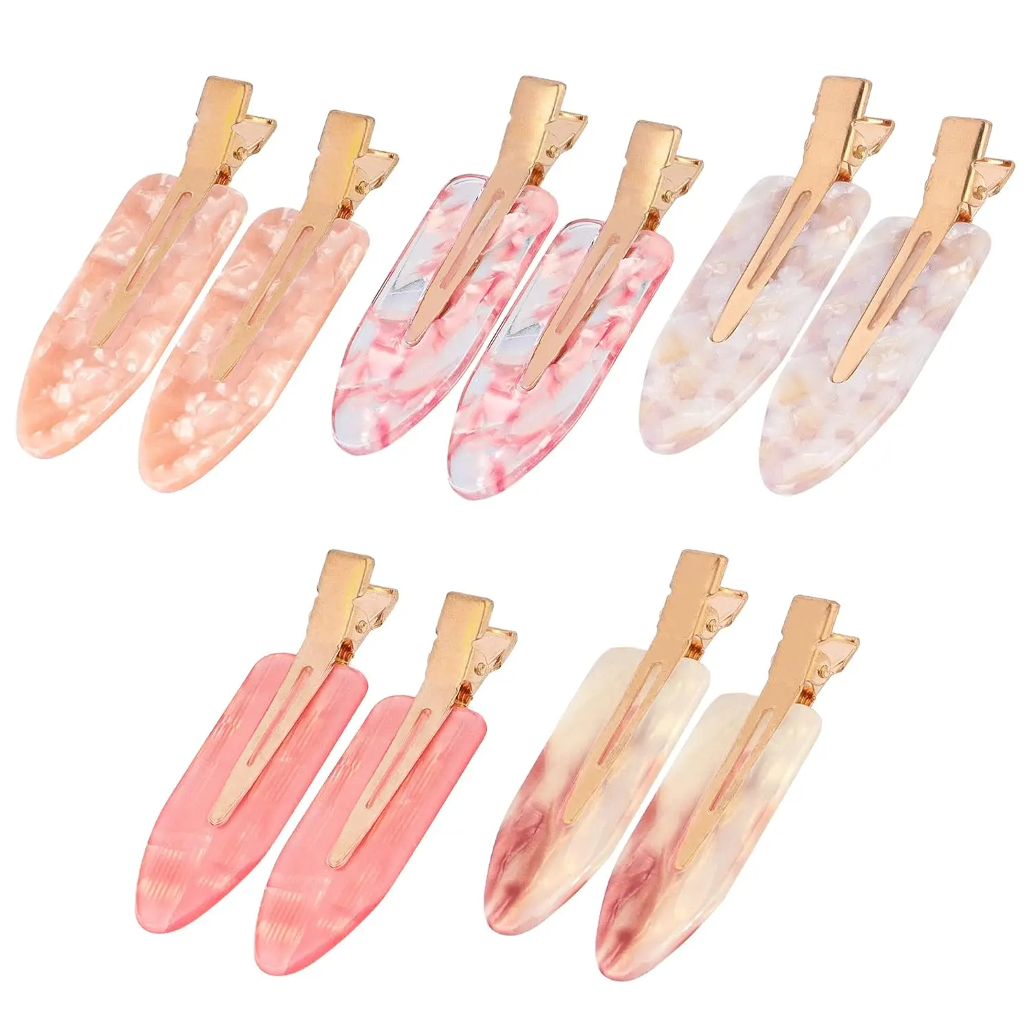 10PCS No Bend Hair Clips for Styling, Acrylic Resin Flat Clip, No Crease Curl Small Pin, Bang Seamless Hair Barrette Tool for Ma