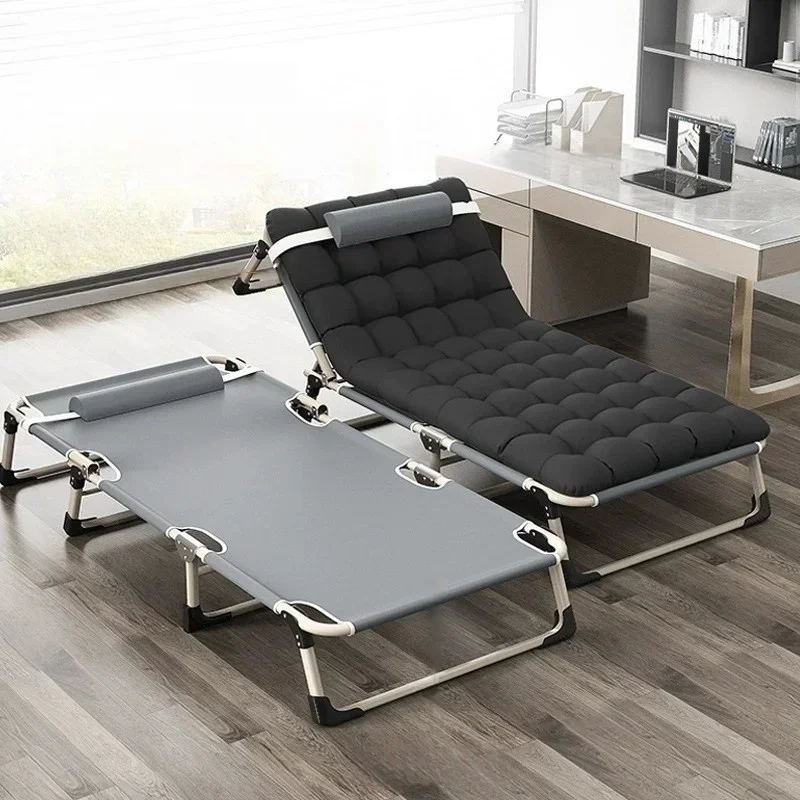 Rollaway Bed Single Bed Home Simple Nap Bed Office Outdoor Nap Camp Multi-Functional Recliner Chair Four Gears Adjustable