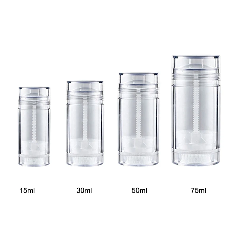 10pcs 15ml 30ml 50ml 75ml Empty Black Deodorant Bottle Twist Up Stick Tube Round Bottom Filling Stick Deodorant Container Travel