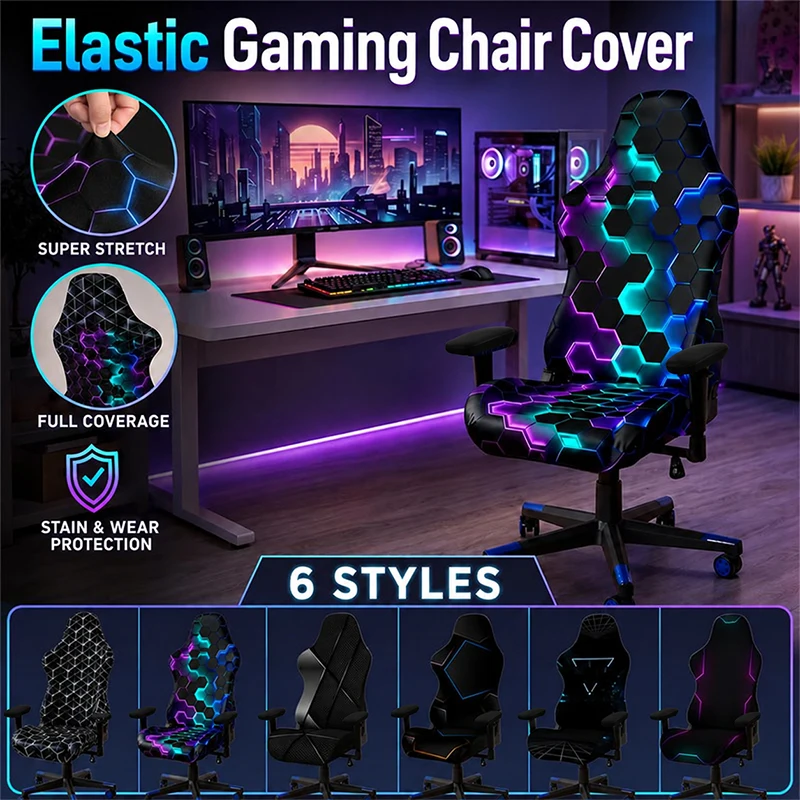 Gaming Chair Cover Elastic Printed Computer Chair Backrest Decorative Cover Protector Universal Soft Swivel Armchair Seat Cover