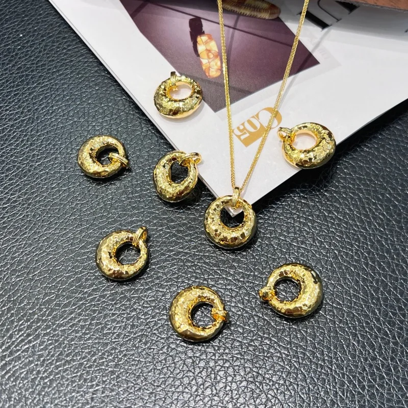 

Золотой кулон LABB Real18K (Au750) с эффектом дробленого льда, маленький объемный кулон, женское бутик-украшение, подарок D0263
