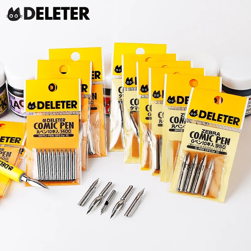 10 PCS TOP Japão Deleter Series Comic D Tib Dip Pen Tib Nib Set