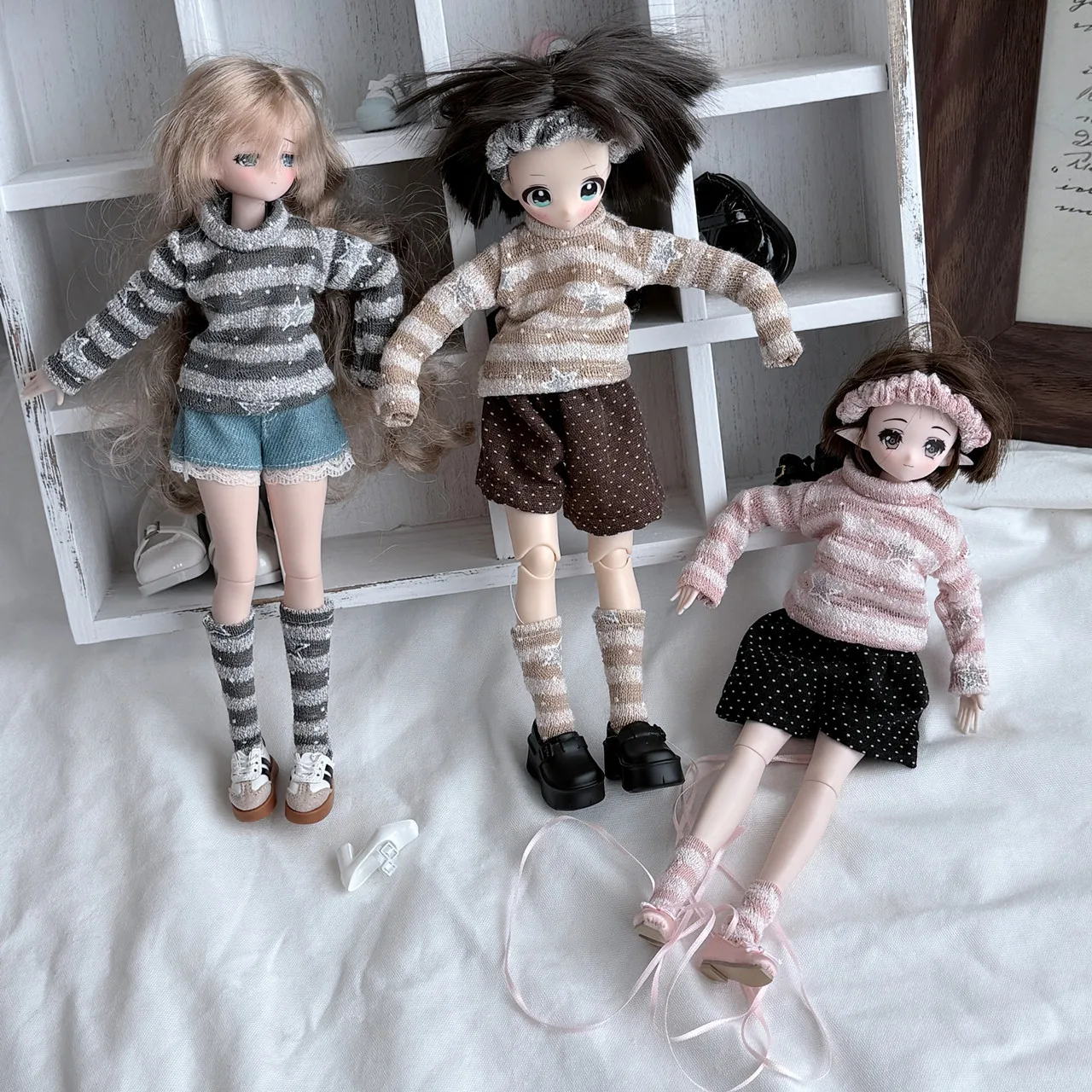 1/6 Blyth Doll Socks Fashion Knitted Striped Star Pattern Long Socks/Versatile Mid-calf Socks For Azone/OB22/OB24 Blyth