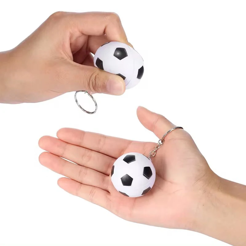 PU Leather Soft Foam Sponge Ball Keychain Football Basketball Soccer Squeeze Stress Ball Relief Toys Anti Stress Ball Fidget Toy