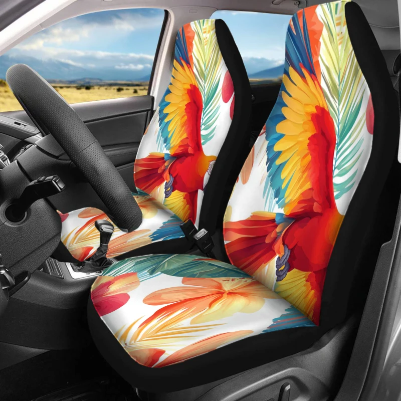 2pcs Car Seat Covers For Front Seats Only Auto Interior Decor Tropical Parrot Car Seat Covers Breathable Vehicle Cushion Covers