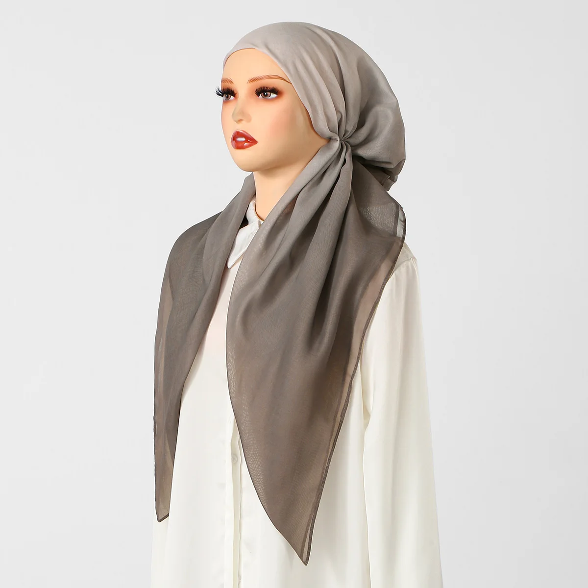 Gradient Viscose Instant Hijab Cap Muslim Elastic Cap For Women Headscarf Fashion Breathable Eid Turban Head Wraps Hat 75*25cm
