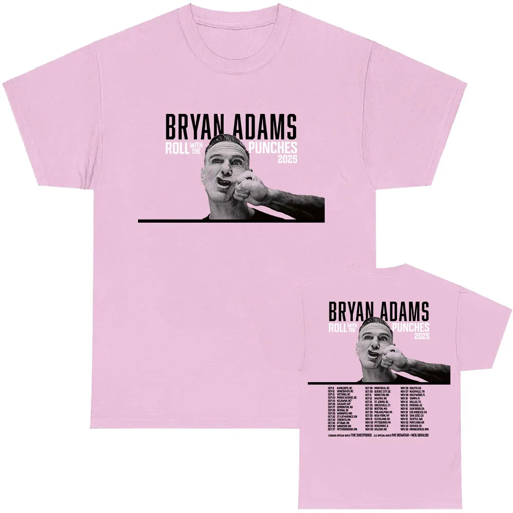 Camiseta ROLL WITH THE PUNCHES TOUR 2025 BRYAN ADAMS Singer, camisetas gráficas de algodón de verano para hombres y mujeres, camiseta con cuello redondo, ropa Unisex