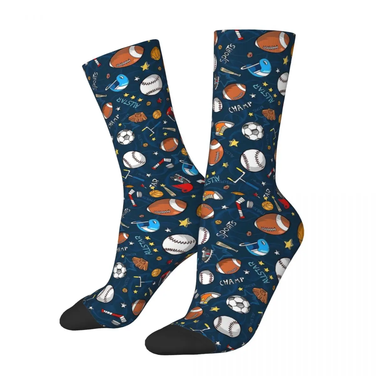 Funny Crazy Sock for Men Various Balls Hip Hop Quality Pattern Printed Crew Sock Novelty Gift