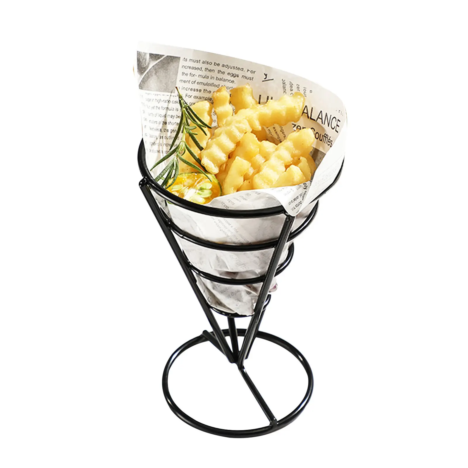 

1Pcs Iron Art Snack Rack French Fries Stand Material Greaseproof Paper Fries Stand Iron Cone Basket