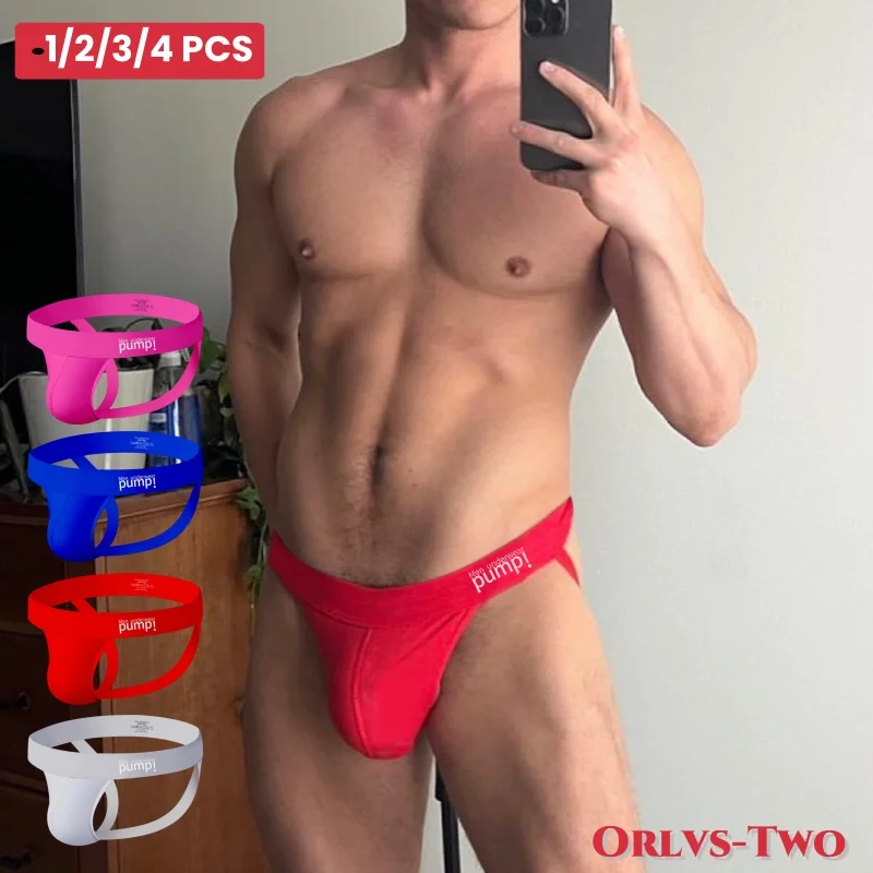 

1/2/3/4 PCS Men Underwear Stripes Gay Independent U-shaped Men's Jockstrap Bikini Slip Tanga String Thong Breathable Cotton